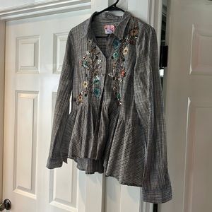 HD in Paris Peplum Gold Stripe Top - Beautiful Embellishment